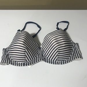 2 Blue and white stripe bra